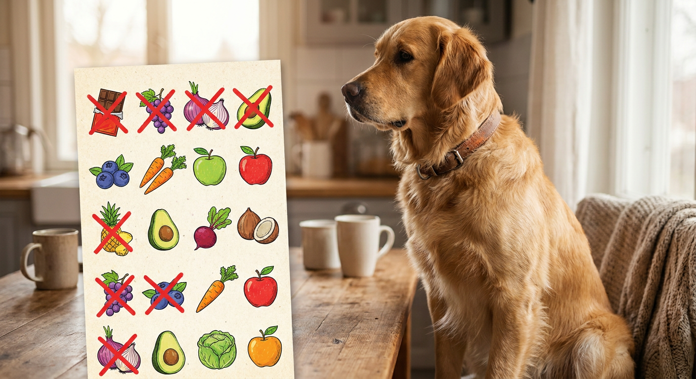 Giftige Lebensmittel für Hunde: Was Hunde nicht fressen dürfen | Pfotenmahl SEO-Infografik: Giftige Lebensmittel für Hunde – Eine Checkliste der gefährlichsten Nahrungsmittel, die Hunde meiden sollten, mit Icons und kurzen Beschreibungen.