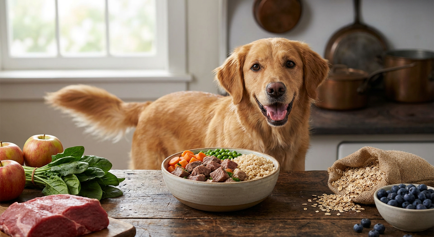 Gutes Hundefutter finden: Der Leitfaden für glückliche Pfoten | Pfotenmahl Infografik: Die wichtigsten Kriterien für gutes Hundefutter – Eine visuelle Zusammenfassung für Tierhalter.
