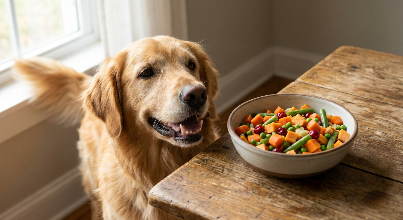 Vegetarisches Hundefutter: Alles für eine gesunde Ernährung | Pfotenmahl Infografik: Vorteile und Risiken von vegetarischem Hundefutter für eine ausgewogene Ernährung mit frischen pflanzlichen Zutaten